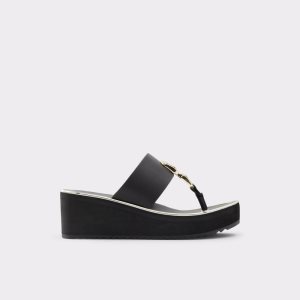 Sandalias Aldo Toea Tanga Sandal - Wedge Negros | 89ATSIHVJ