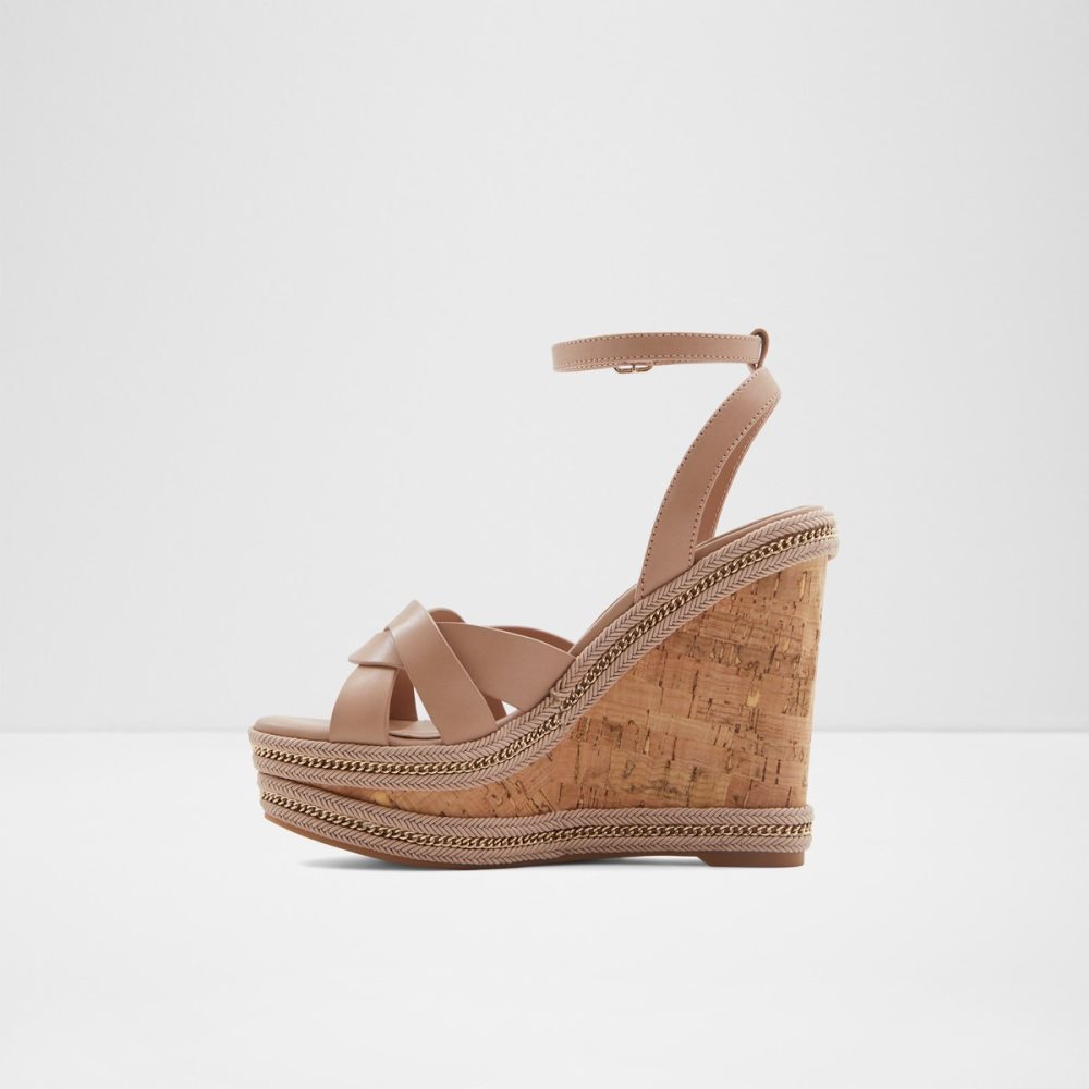 Sandalias Aldo Droyers Wedge Sandal - Wedge Beige Claro | 61FYJVMHZ