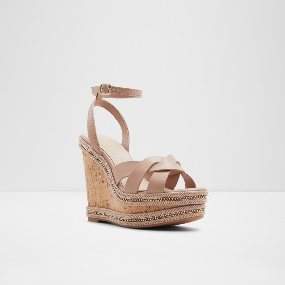 Sandalias Aldo Droyers Wedge Sandal - Wedge Beige Claro | 61FYJVMHZ