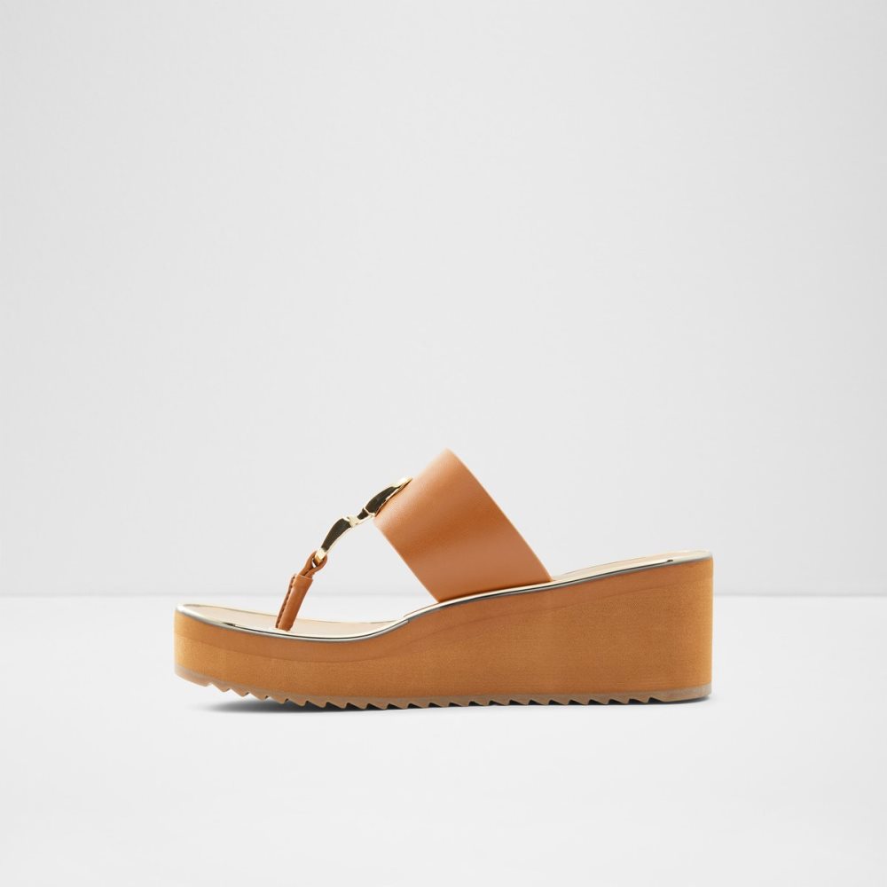 Sandalias Aldo Toea Tanga Sandal - Wedge Marrom | 76DUCAPWG