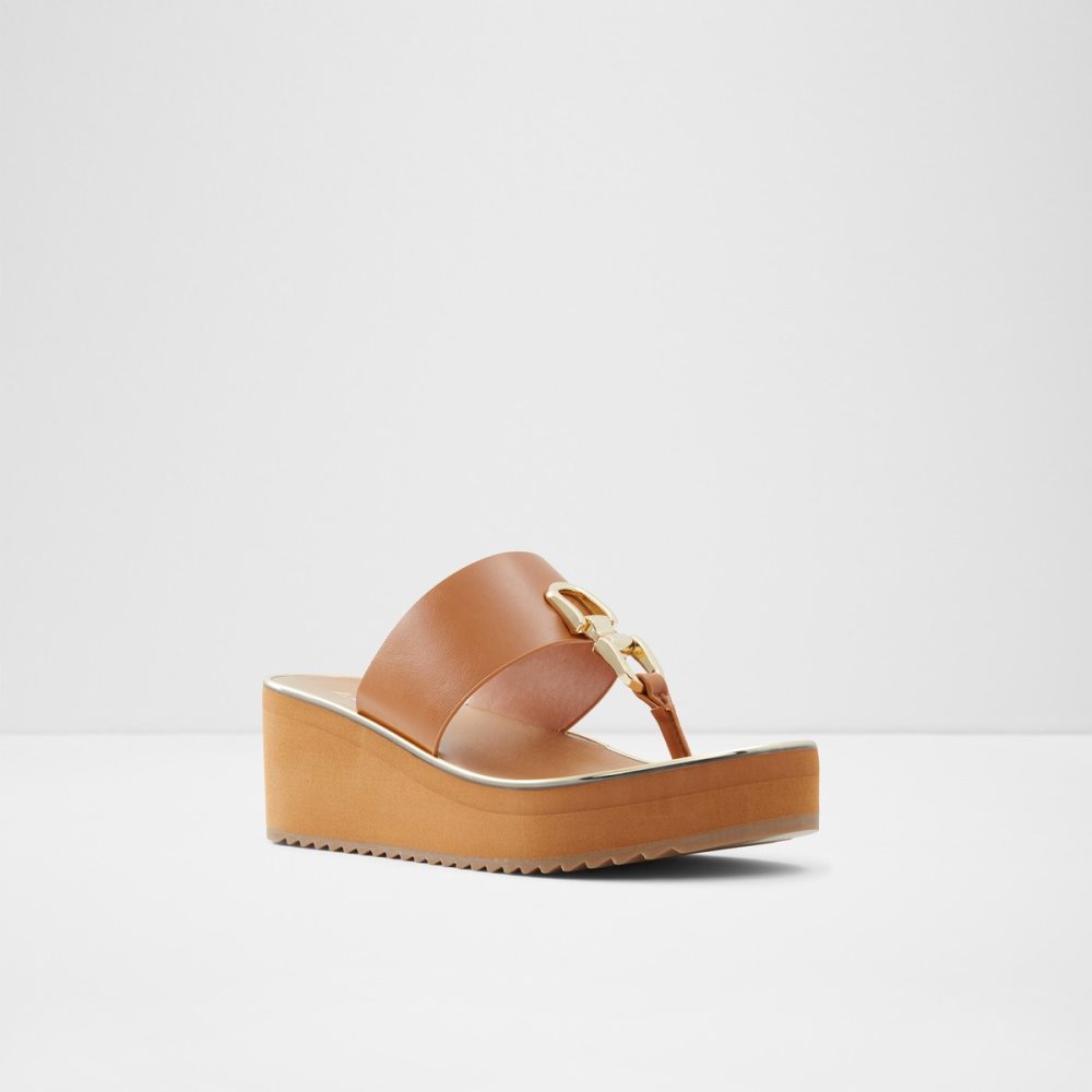 Sandalias Aldo Toea Tanga Sandal - Wedge Marrom | 76DUCAPWG