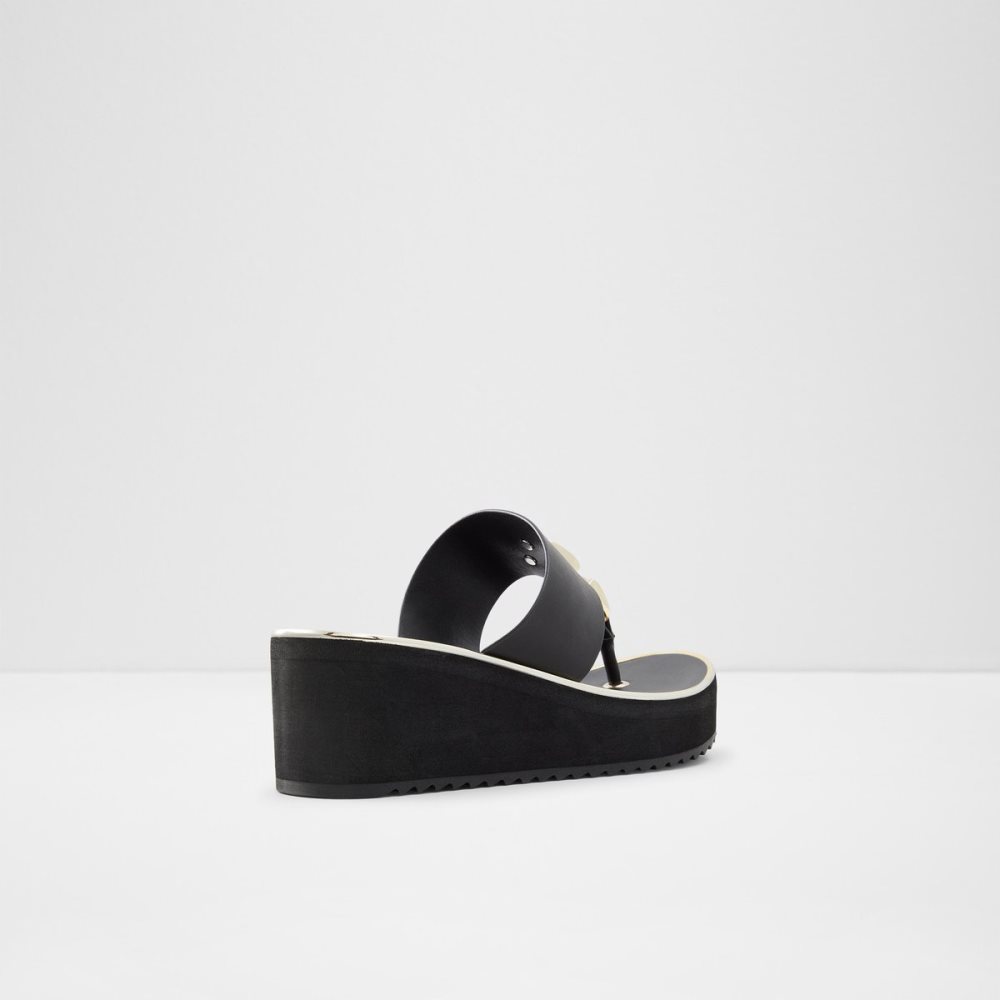 Sandalias Aldo Toea Tanga Sandal - Wedge Negros | 89ATSIHVJ