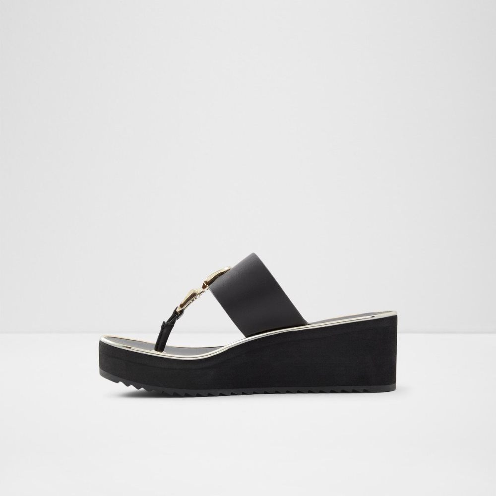 Sandalias Aldo Toea Tanga Sandal - Wedge Negros | 89ATSIHVJ