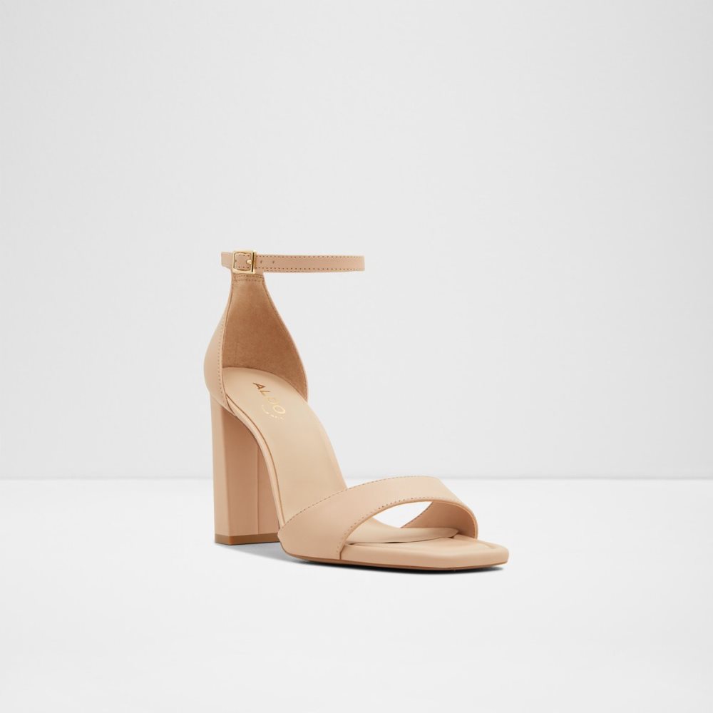 Zapatos Tacon Bloque Aldo Enaegyn Correa Tacón Sandal - Cup Sole Beige Claro | 19RAMGSCD