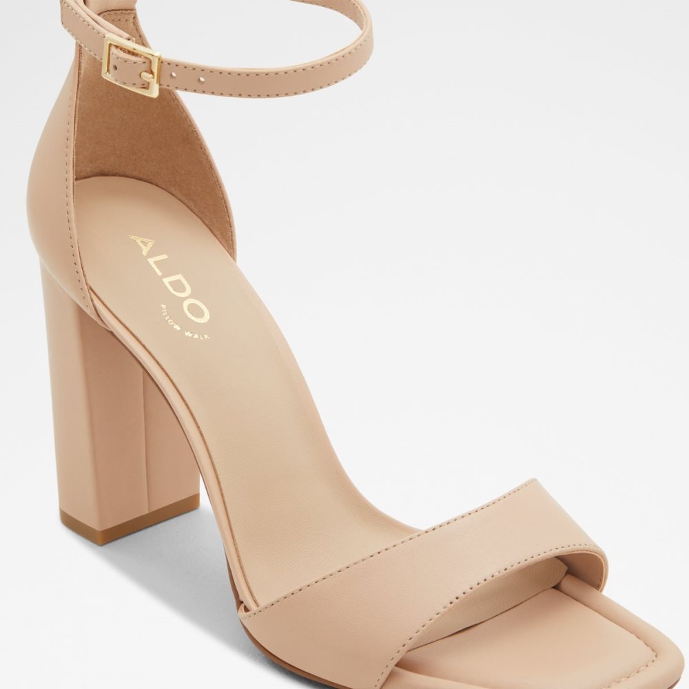 Zapatos Tacon Bloque Aldo Enaegyn Correa Tacón Sandal - Cup Sole Beige Claro | 19RAMGSCD