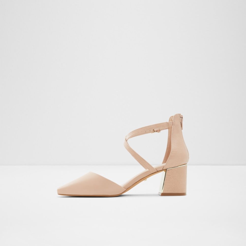 Zapatos Tacon Bloque Aldo Grarwen Correa Tacón Beige | 20PUMYKWN