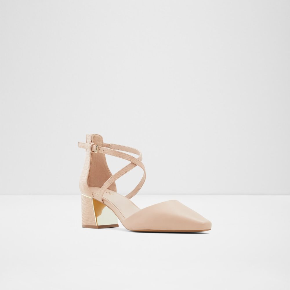 Zapatos Tacon Bloque Aldo Grarwen Correa Tacón Beige | 20PUMYKWN