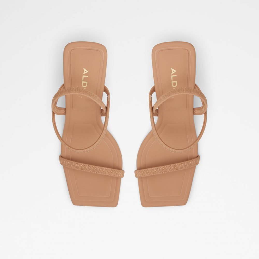 Zapatos Tacon Bloque Aldo Okurra Tiras Tacón Sandal Beige | 54EFPAGVN